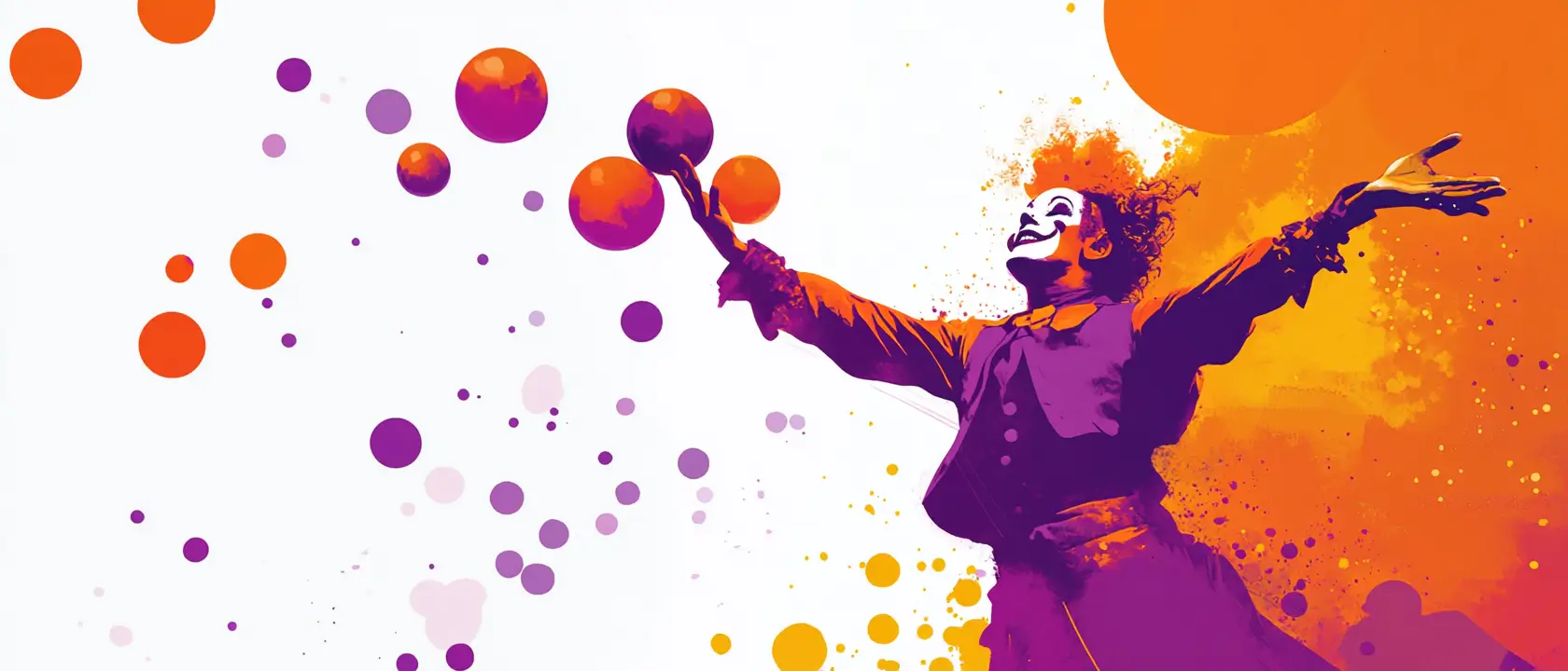 Ein Clown, der den Komödianten oder Narren als Markenarchetypen repräsentiert